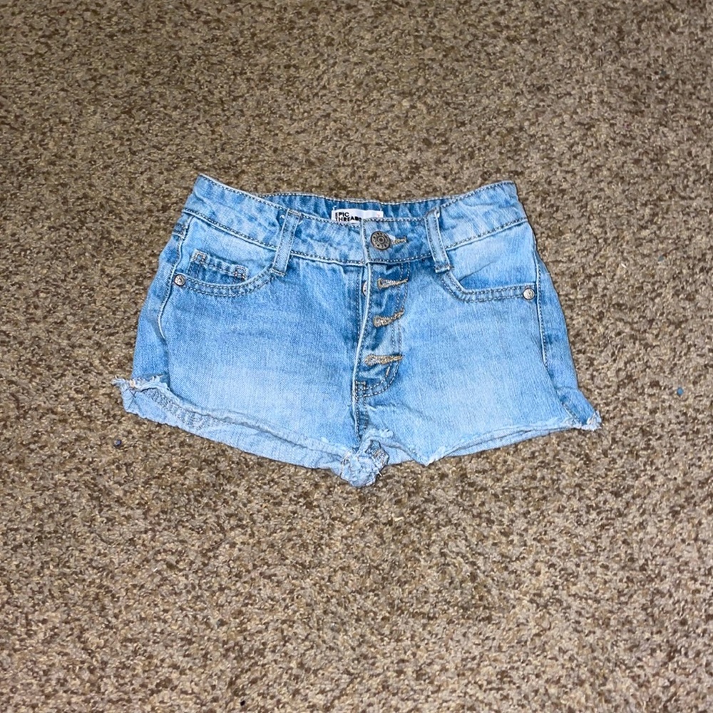 Blue Epic thread Jean shorts with four buttons